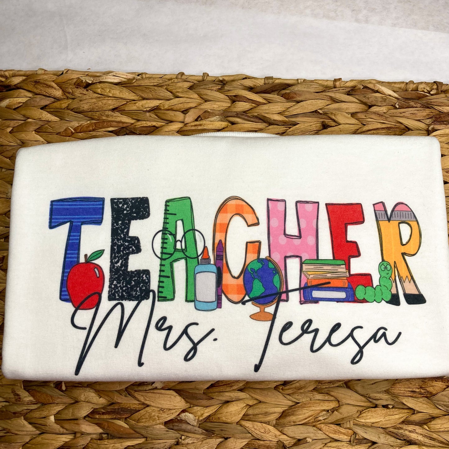 Teacher First Day of School Shirt - School Supplies Personalized Shirt, Ruled Paper T-Shirt for Back to School