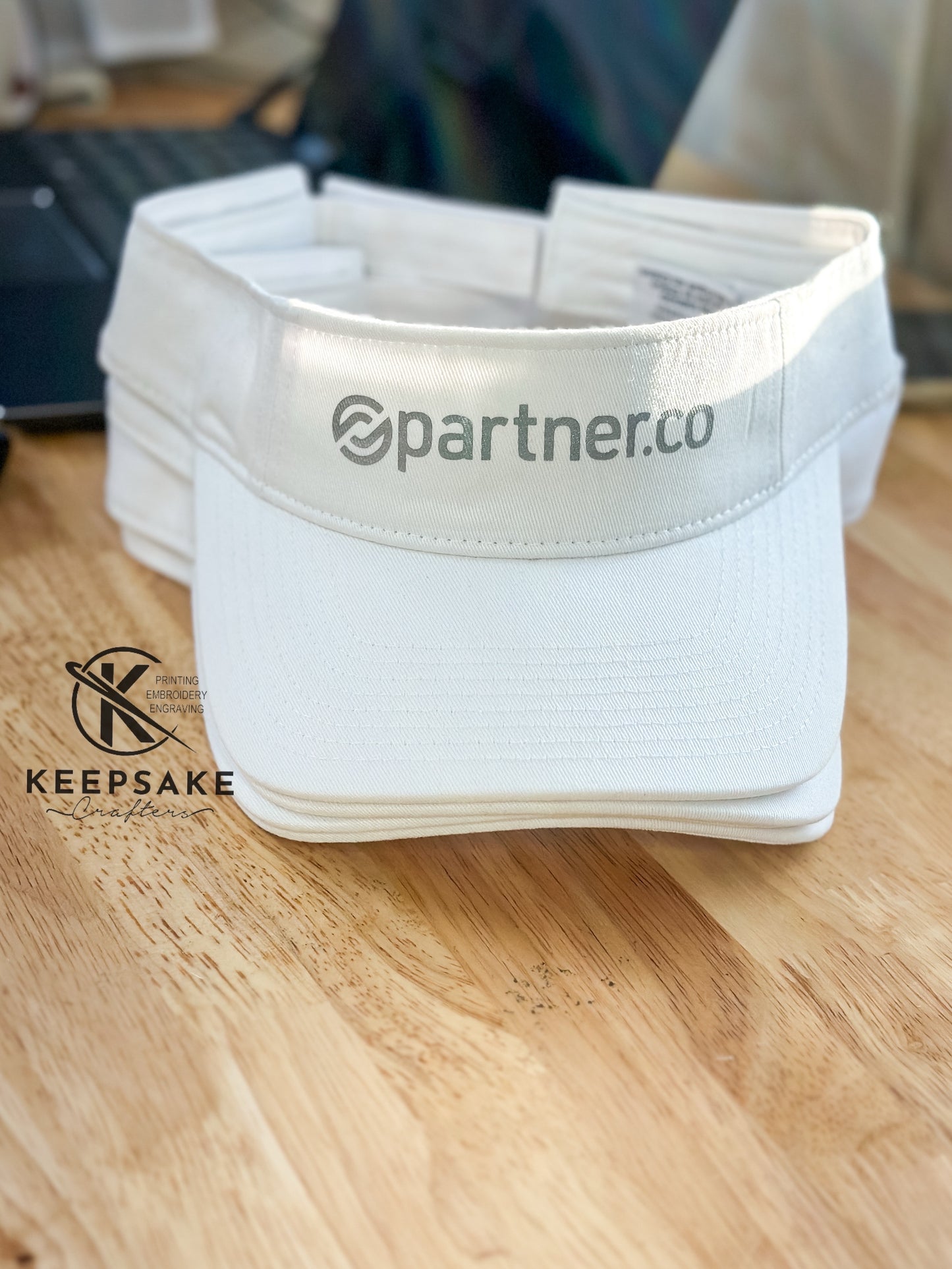 White with Grey Print Visor | Partnerco Swag