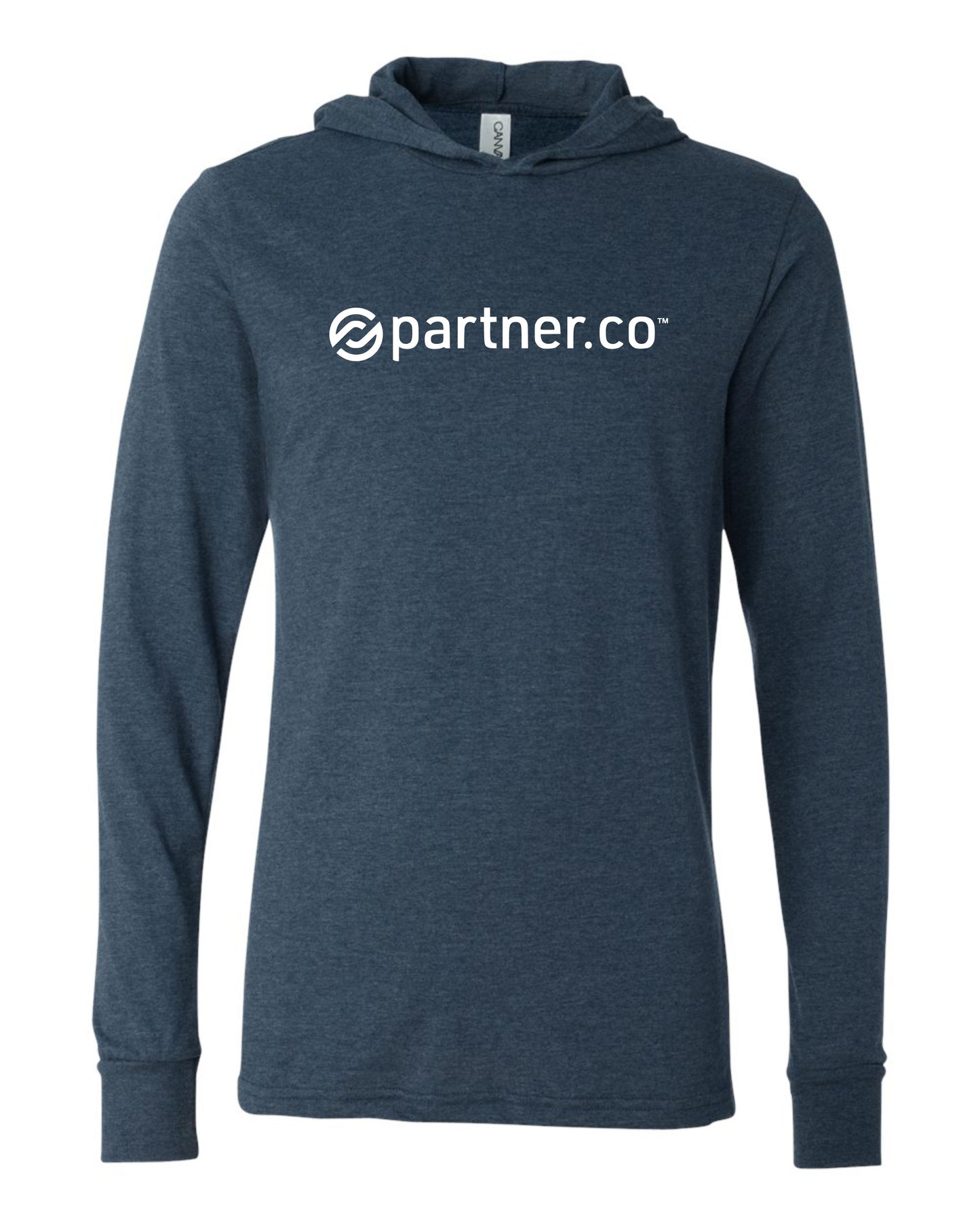 PartnerCo long sleeve hooded t-shirt – branded swag for affiliates