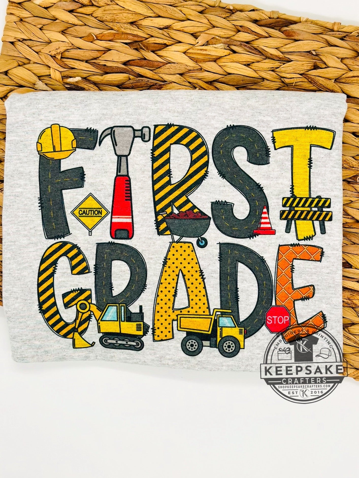 Construction Theme First Grade T-Shirt – Back to School Tee