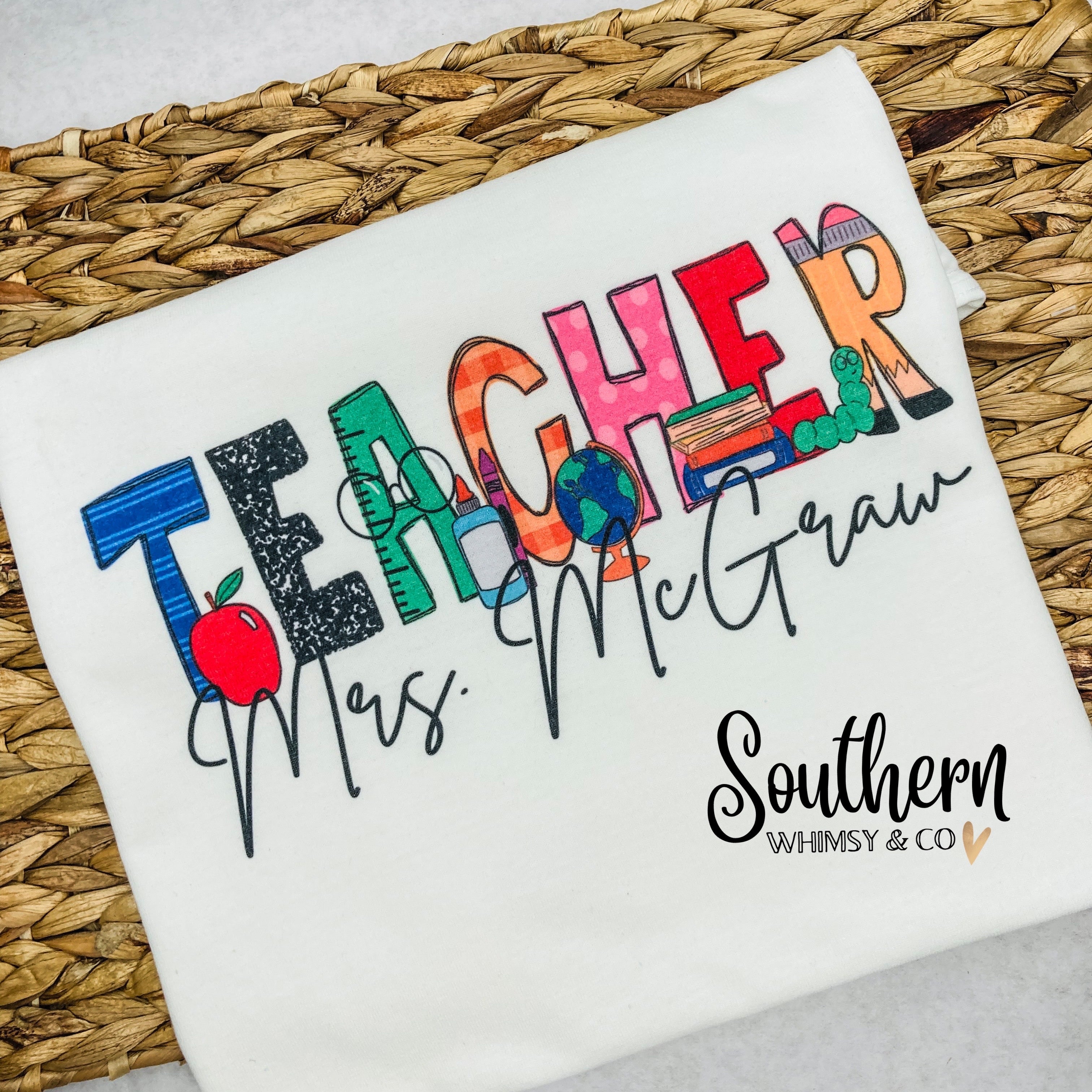 Teacher First Day of School Shirt - School Supplies Personalized Shirt, Ruled Paper T-Shirt for Back to School