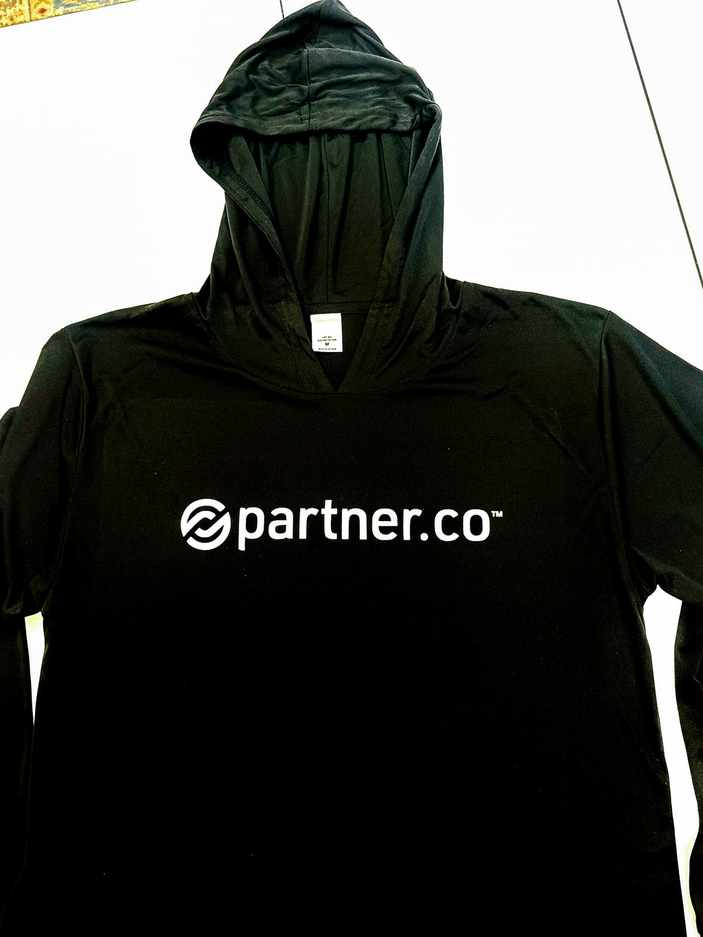 Long Sleeve Hooded Performence Tee Black or Navy | Partnerco Swag