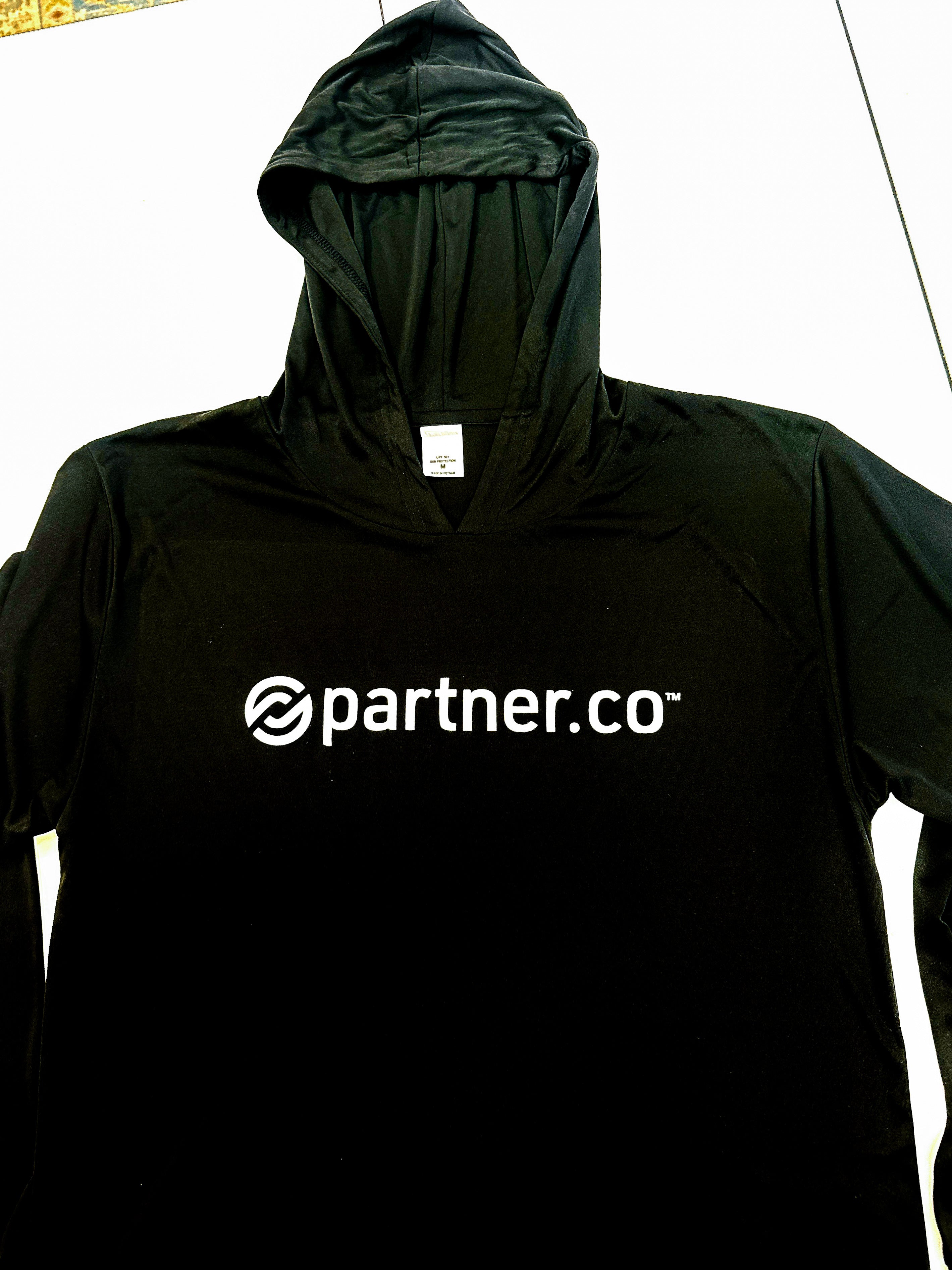 Long Sleeve Hooded Performence Tee Black or Navy | Partnerco Swag