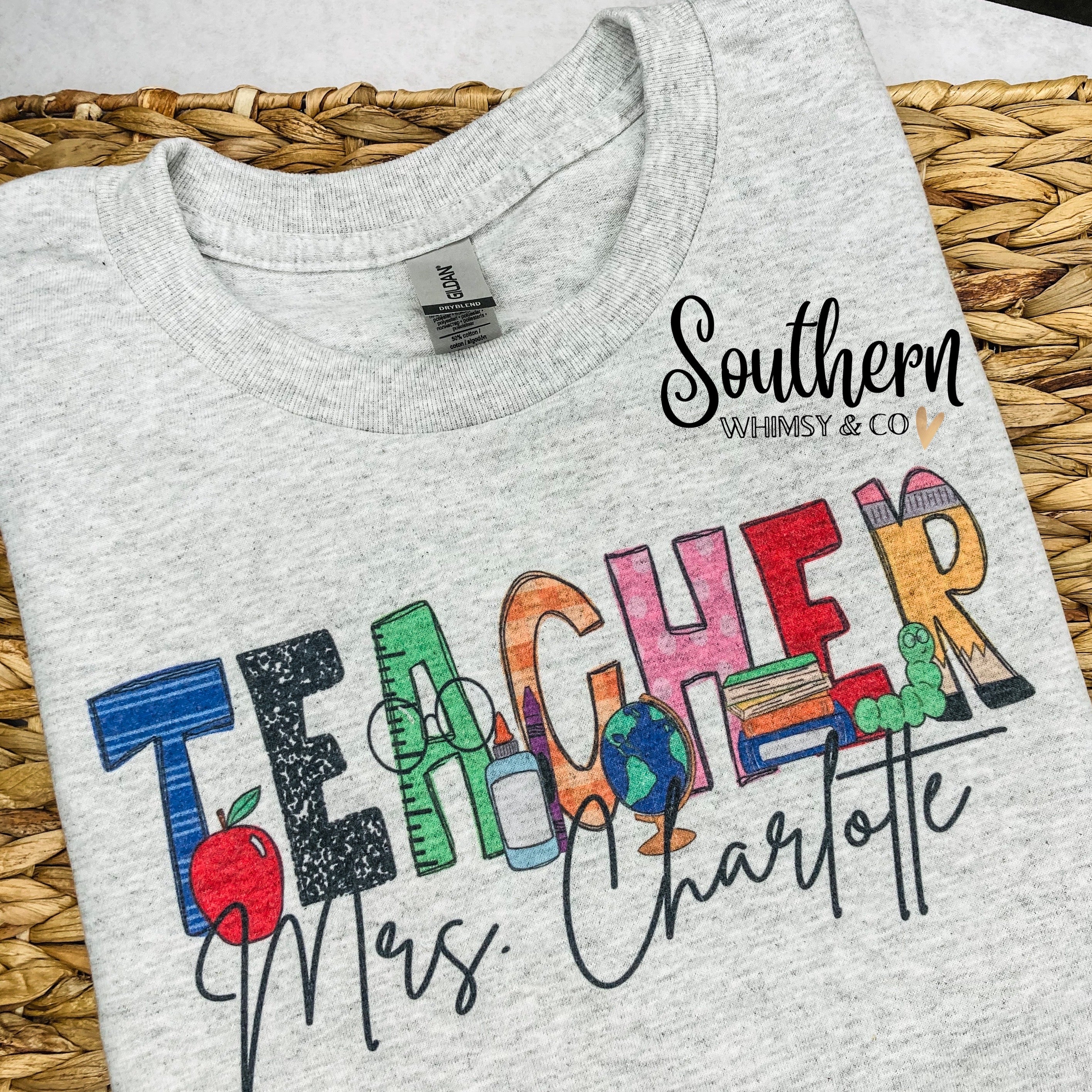 Teacher First Day of School Shirt - School Supplies Personalized Shirt, Ruled Paper T-Shirt for Back to School
