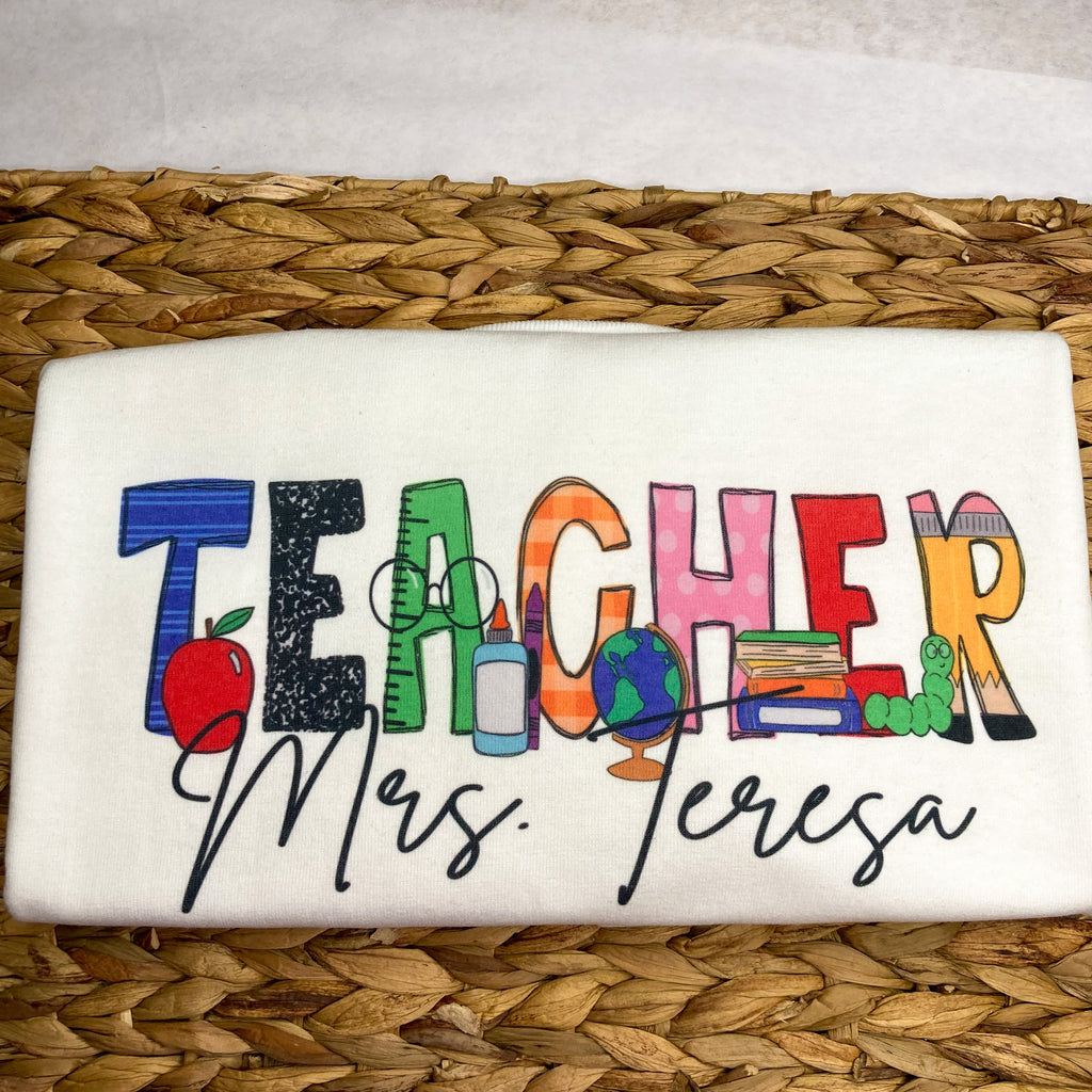Teacher First Day of School Shirt - School Supplies Personalized Shirt, Ruled Paper T-Shirt for Back to School