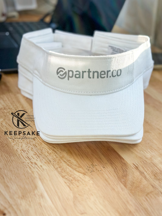 White with Grey Print Visor | Partnerco Swag