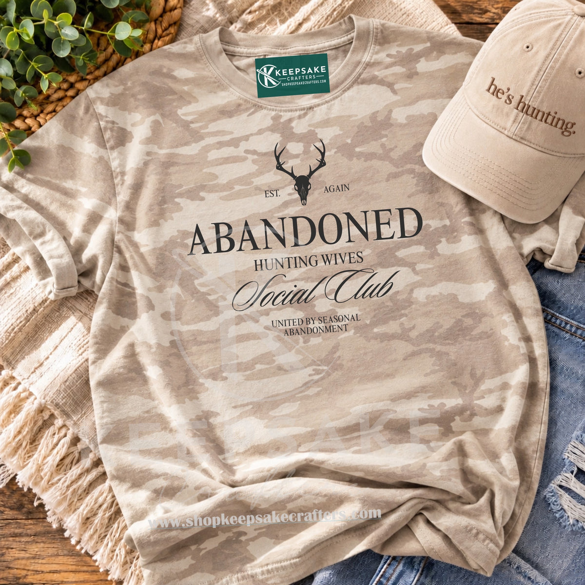 Abandoned Hunting Wives Social Club Tee | Camo Hunting Shirt