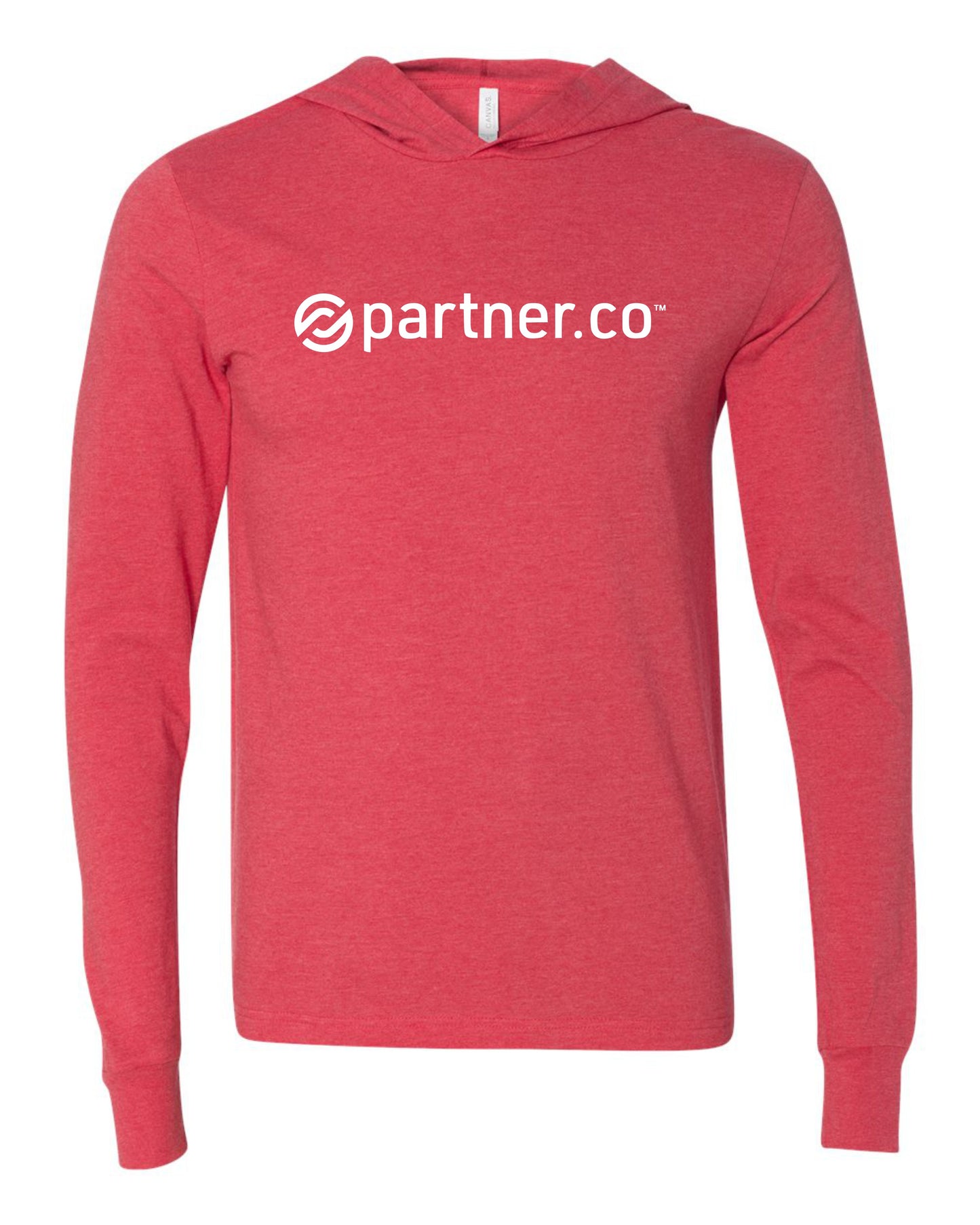PartnerCo long sleeve hooded t-shirt – branded swag for affiliates
