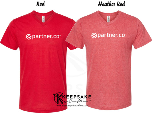 V-Neck Partner Co Swag T-Shirt in Red Colors