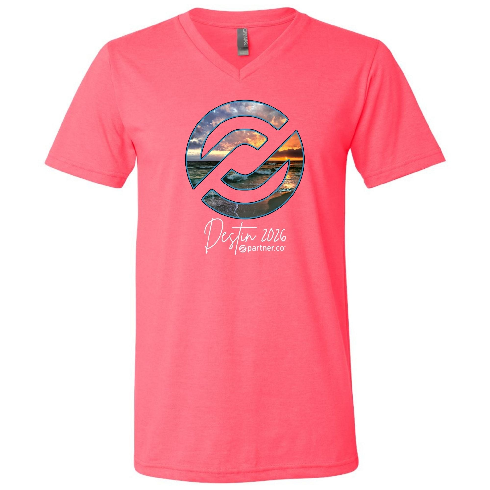 Destin T-Shirt Bella Canvas V-Neck Black or Coral | Partnerco Swag