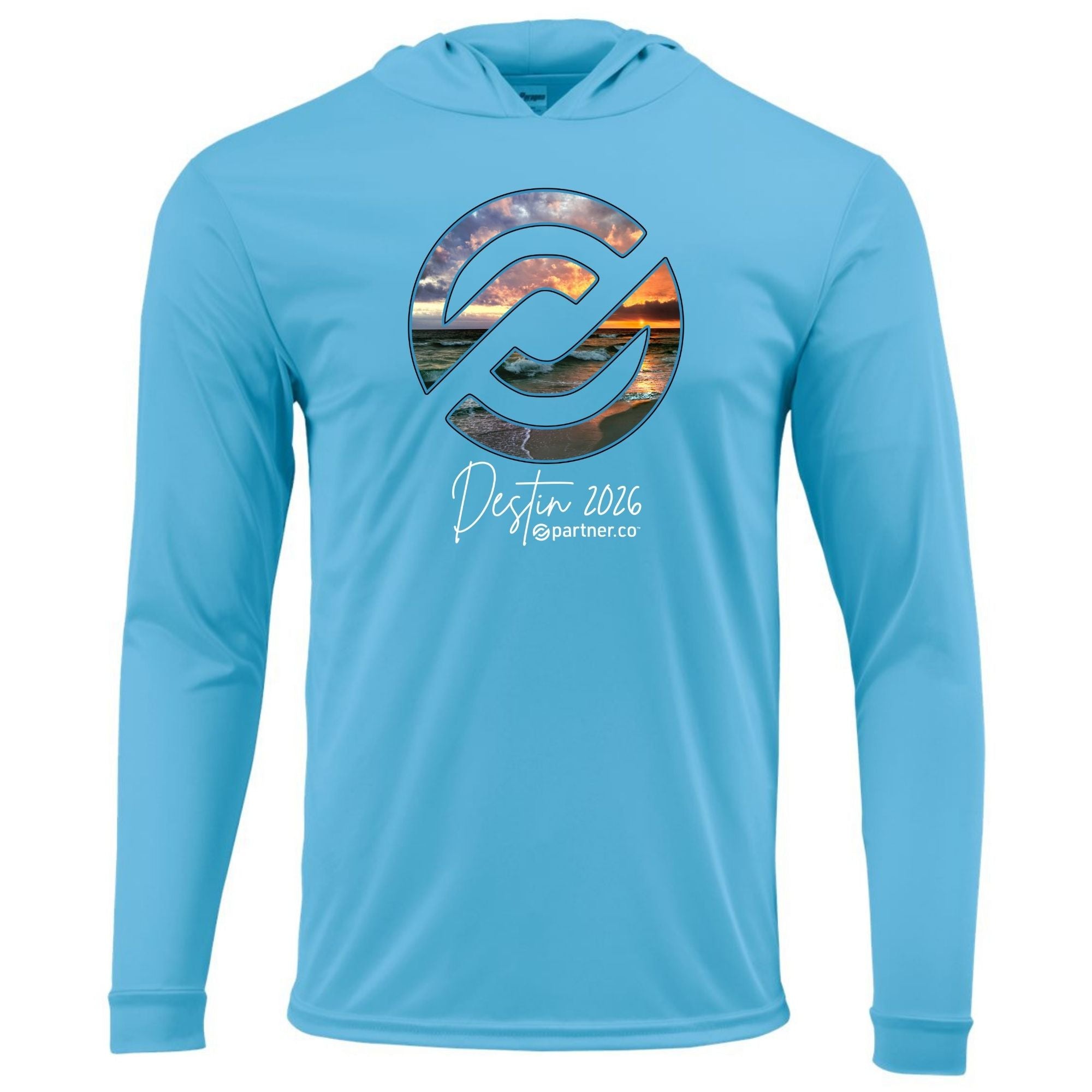 Destin T-Shirt Performance Hooded Beach Blue | Partnerco Swag